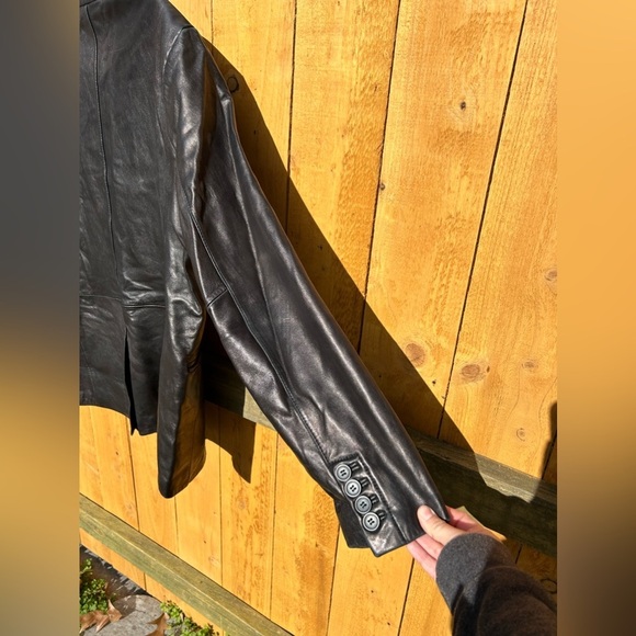 Vintage Pelle Studio black leather jacket-sz XL minimalist button winter fall‎ - Picture 8 of 9